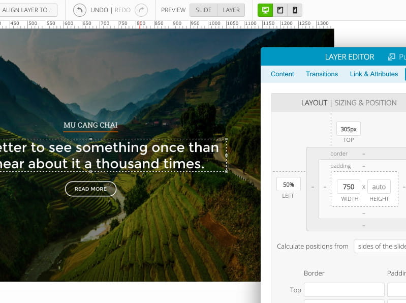 LayerSlider visual editor.