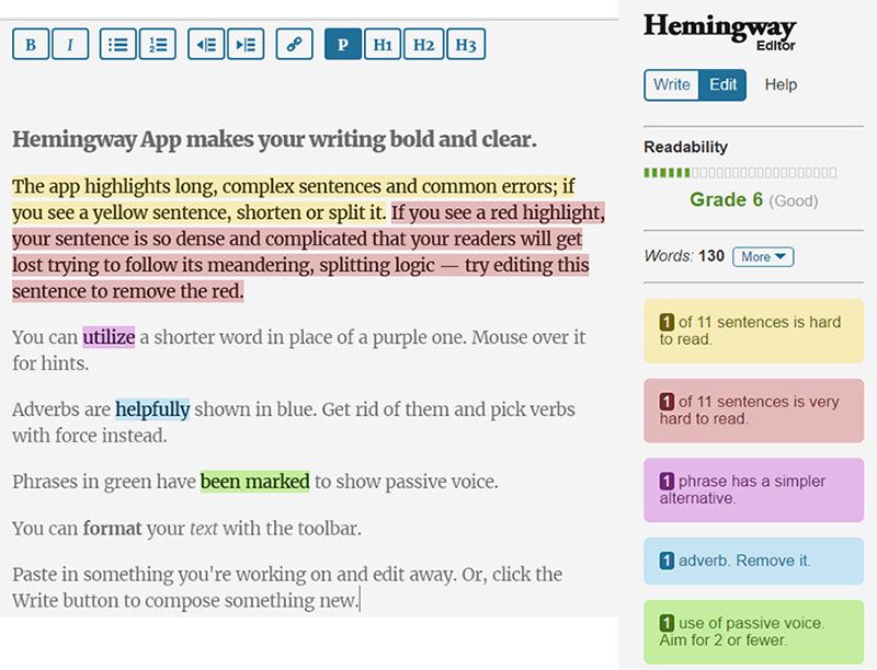 hemingway check your wordpress post readability