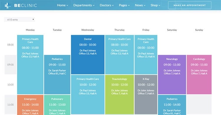 beclinic theme timetable
