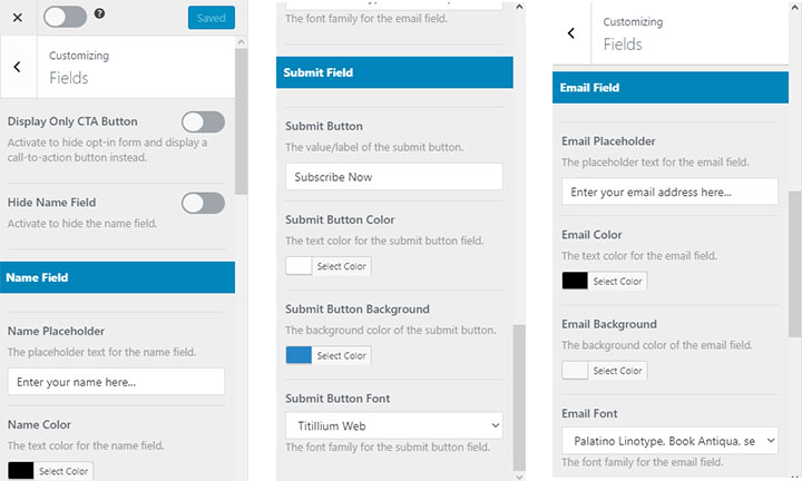 mailoptin customization options