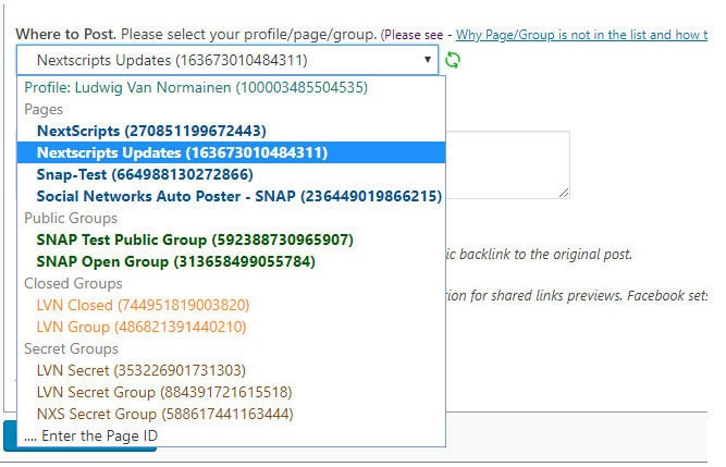 share from wordpress to facebook private groups