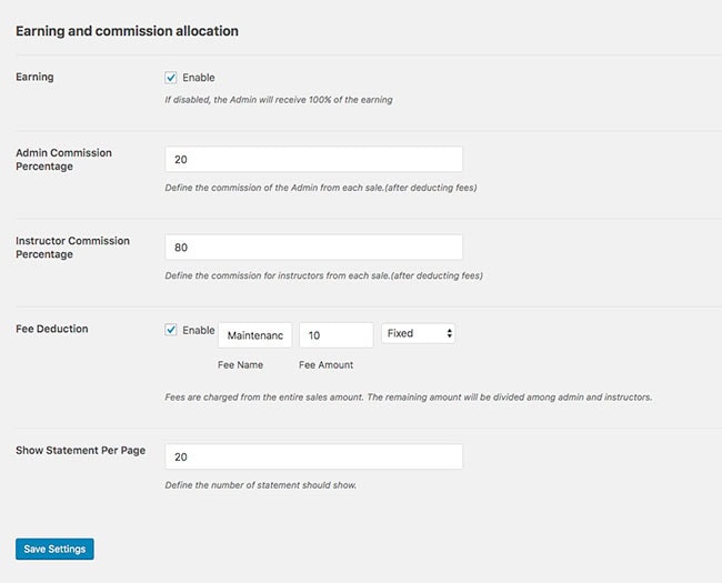 Earning and Commission Allocation