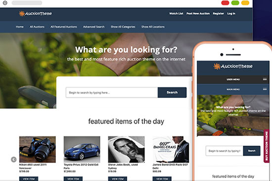 responsive auction theme sitemile review