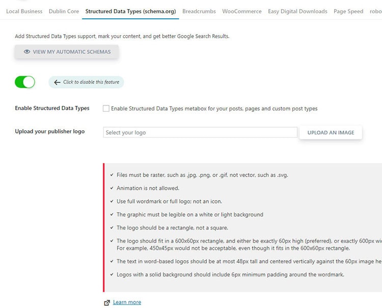 structured data types seo plugin free