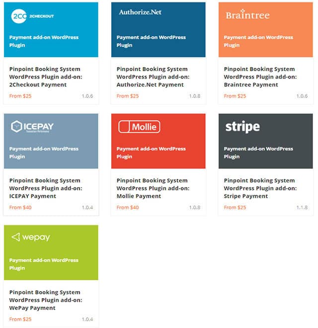 pinpoint booking system payment gateway addons