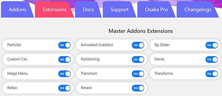 master addons for elementor extensions