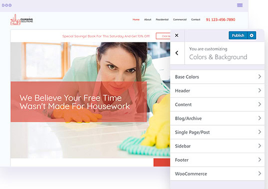 astra theme user interface