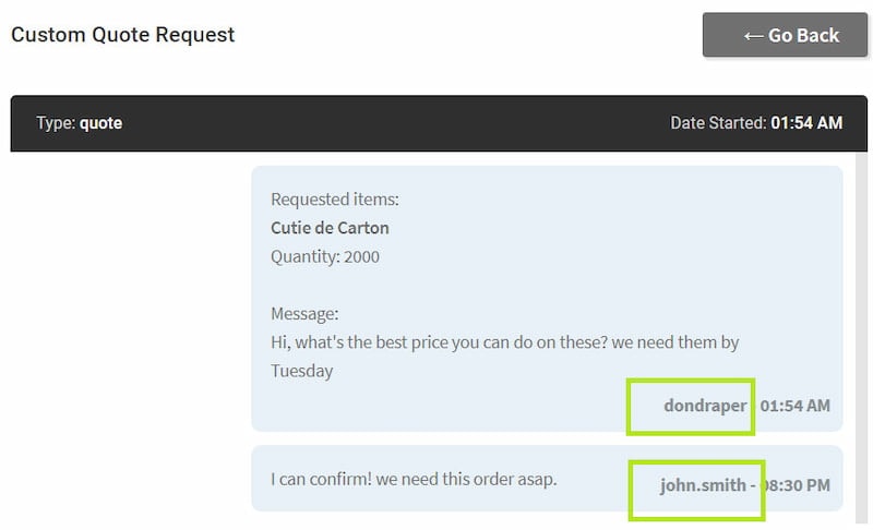 B2BKing request a quote feature.