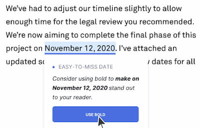 Grammarly correct date feature.