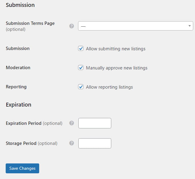 HivePress available options.