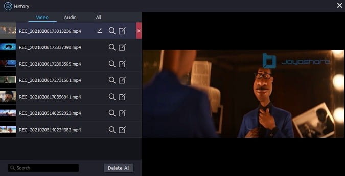 Joyshare VidiKit recorder history.