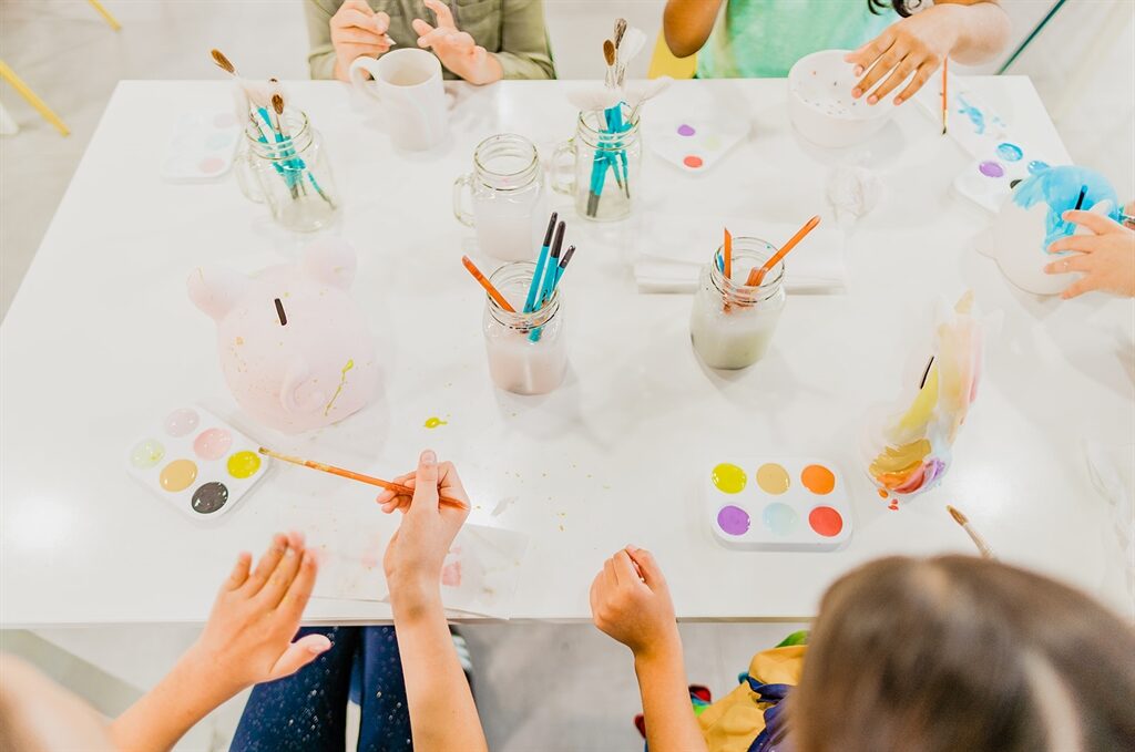 table showing paint your own pottery activities