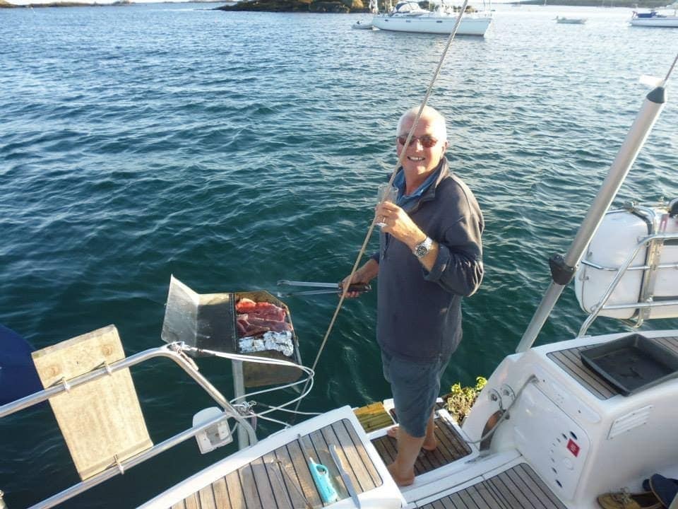 Nigel cooking with a view