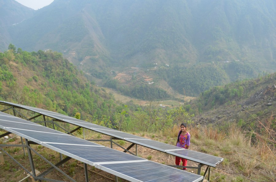 Sushmita at the solar panels