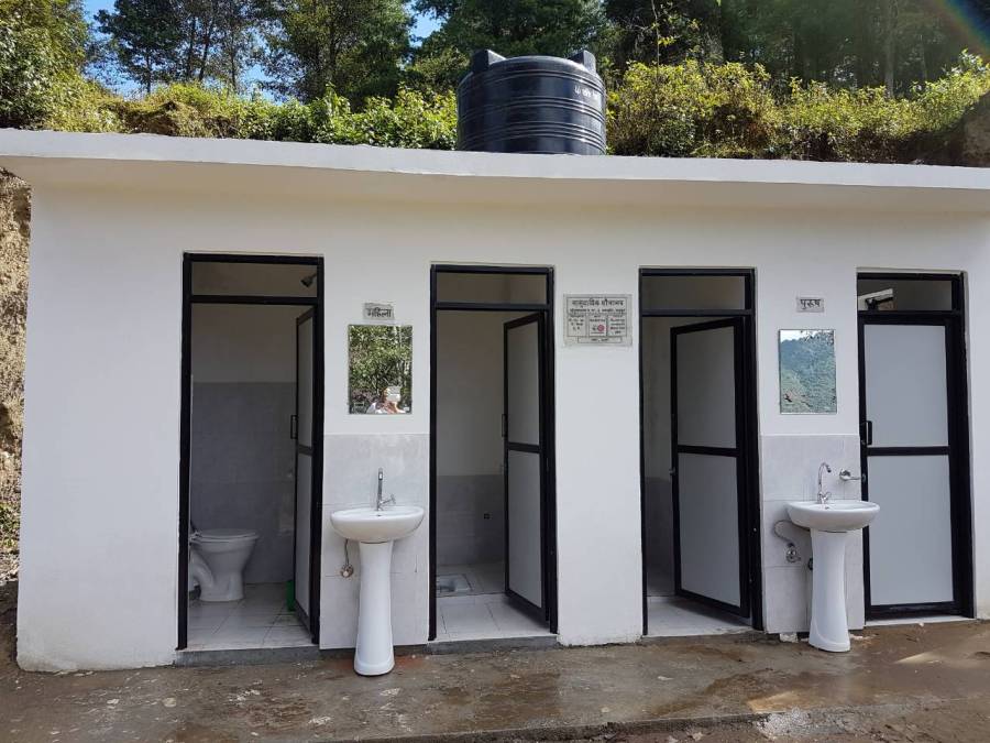 A new community toilet built in a school as part of the Water for Schools programme in Nagarkot.