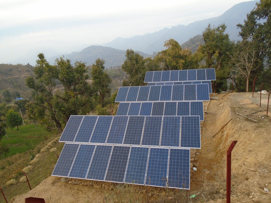 The final solar panel installation in Jugedhara. 