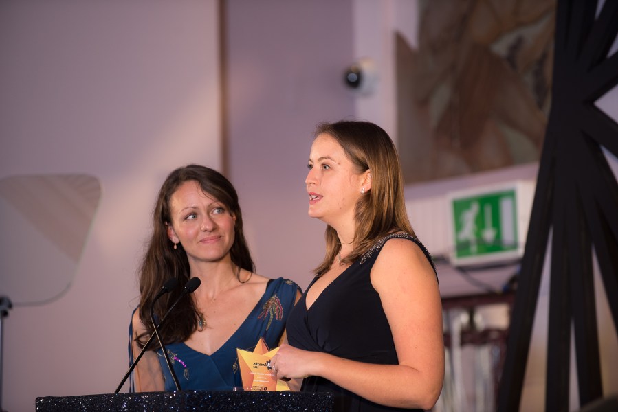 Helen and Emily accepting the Energy Institute Community Initiative Award. 