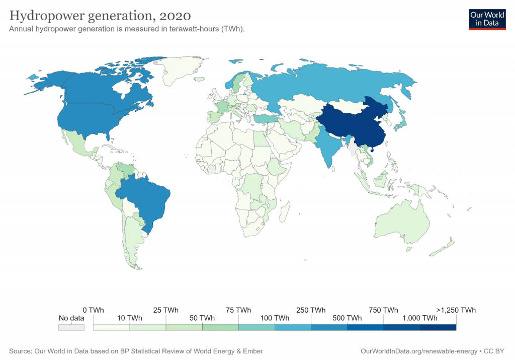 Illustration of global hydropower consumption