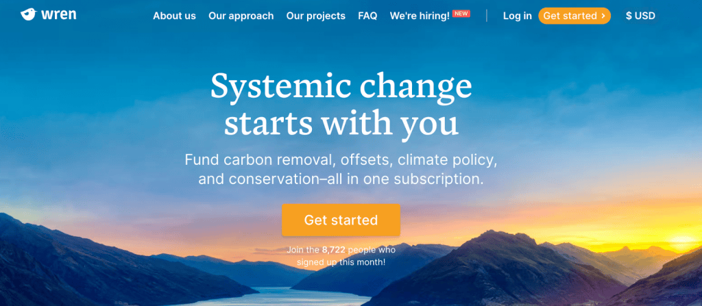 Screenshot of the wren front page