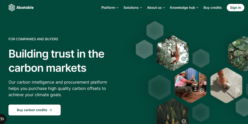 Screenshot of the Abatable front page