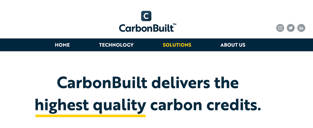 Screenshot of the CarbonBuilt front page