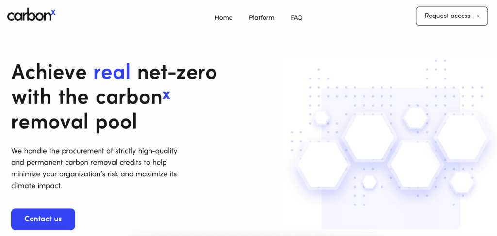 Screenshot of the carbonx.world front page