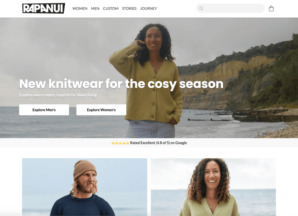 SCreenshot of the Rapanui front page