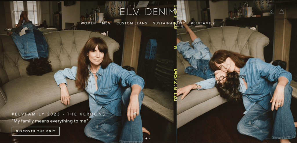 Screenshot of the E.L.V. DENIM front page