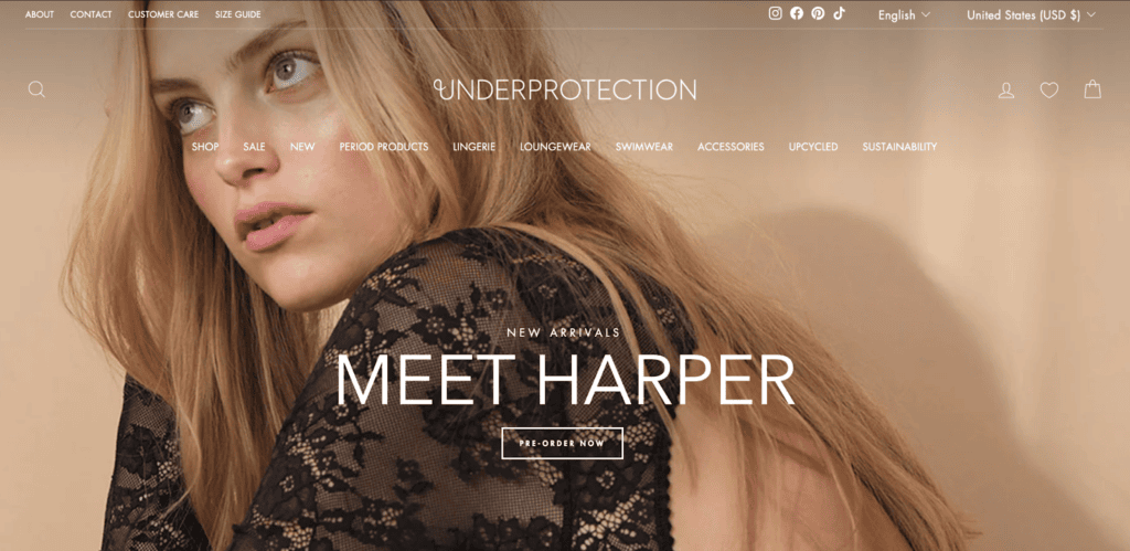 Screenshot of the Underprotection front page