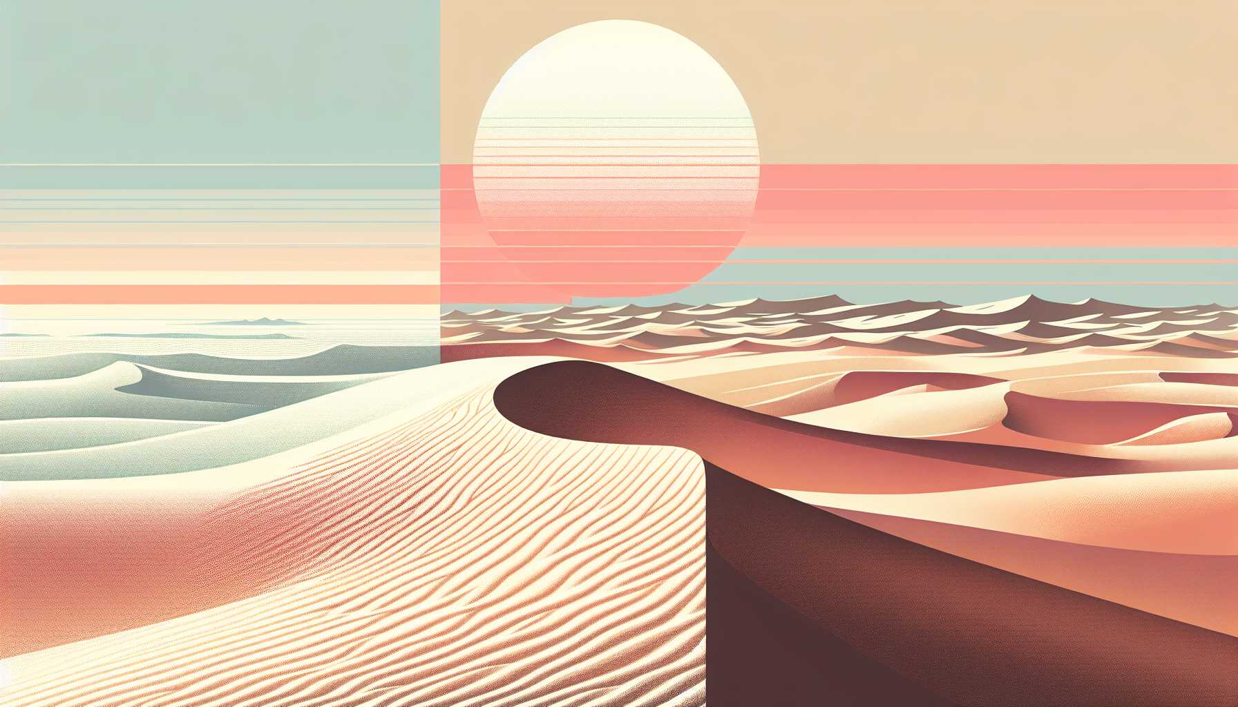 Illustration of desert dunes and Mars