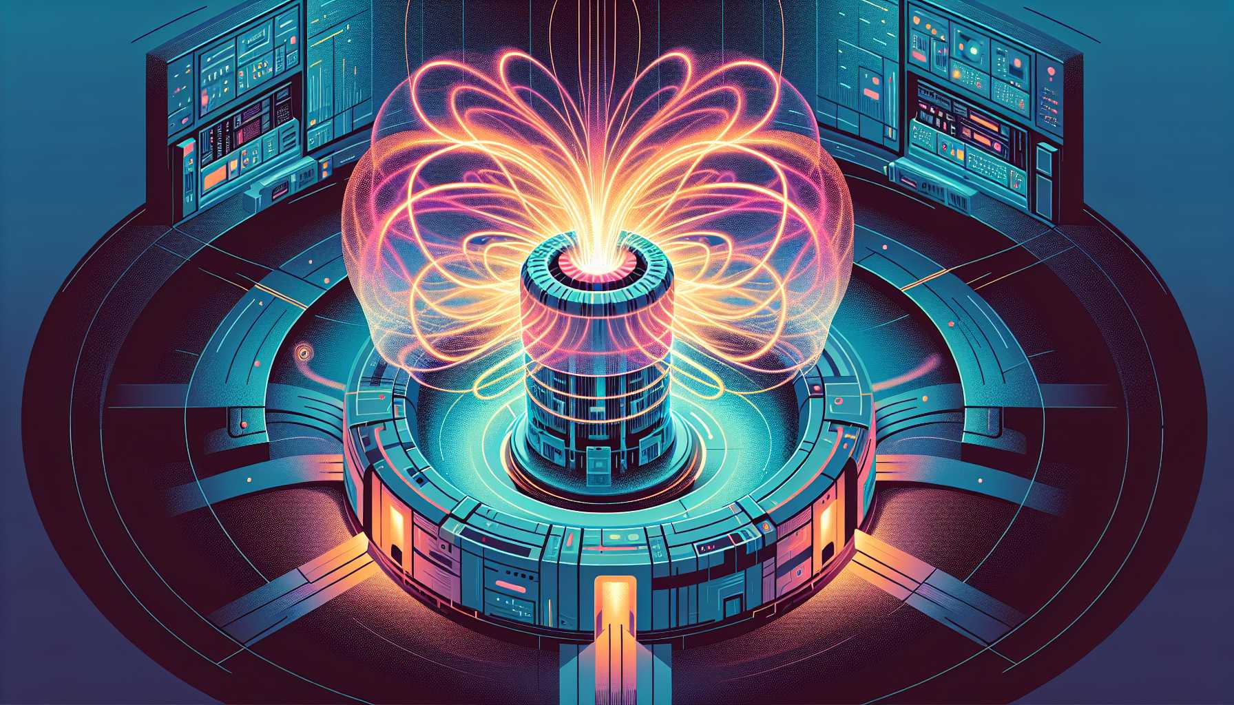 Illustration of fusion reactor in operation