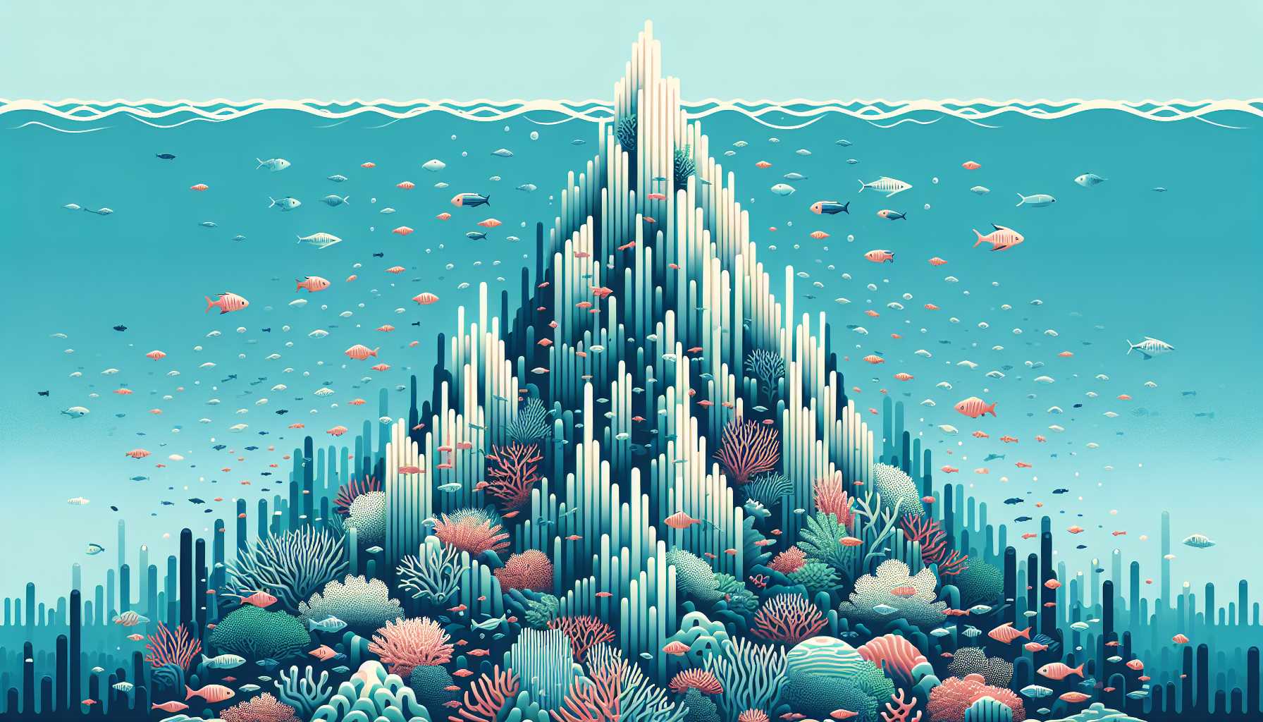 Illustration of a massive coral reef