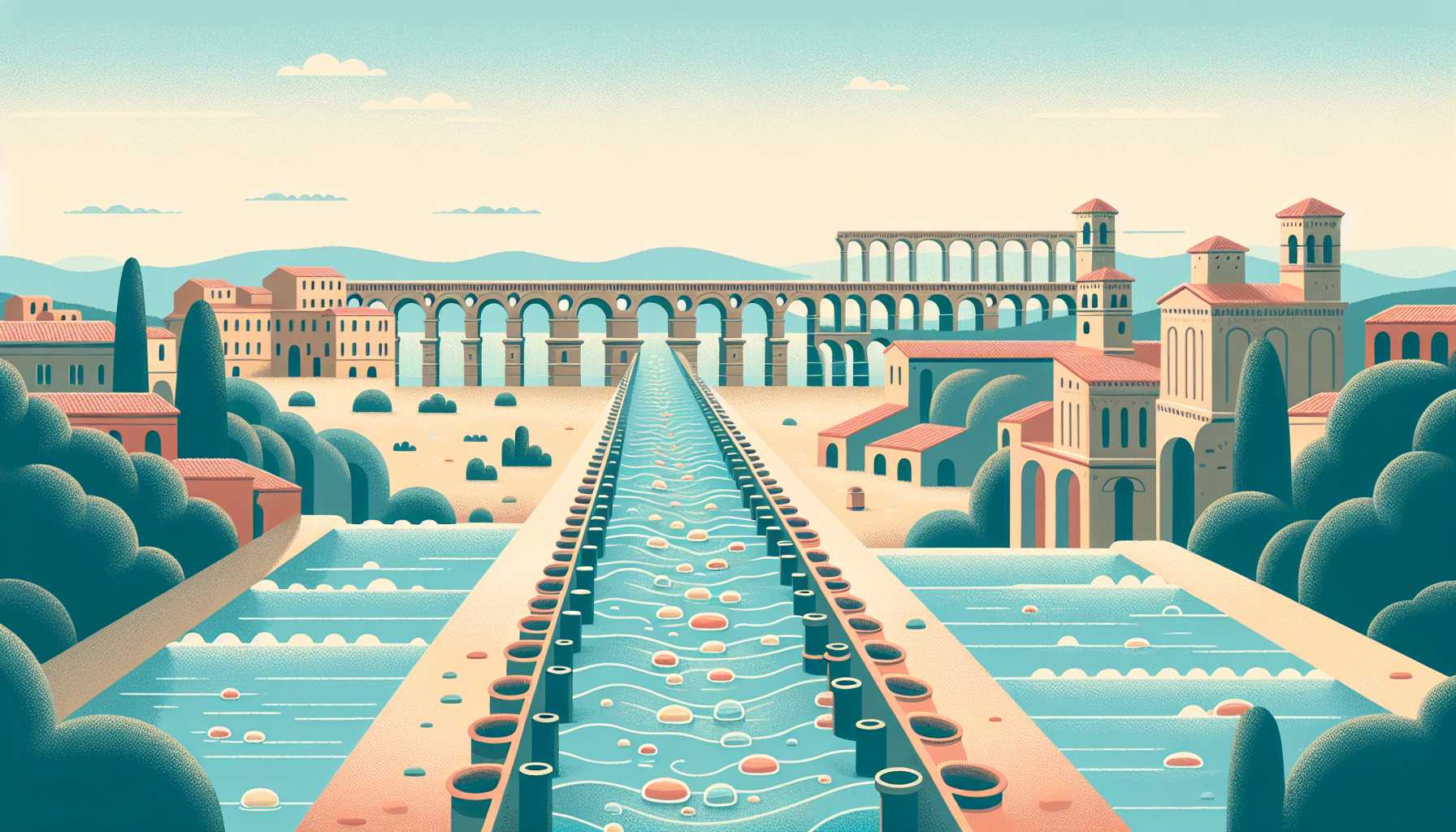 Illustration of ancient Roman aqueduct