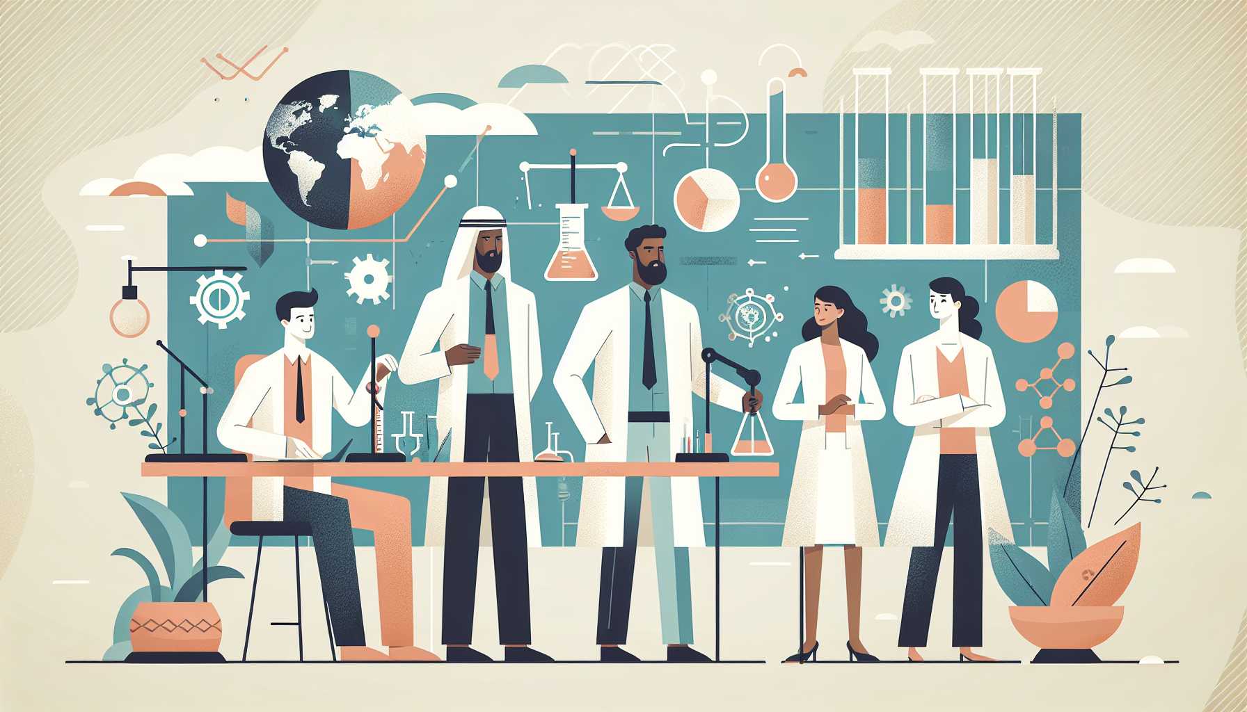 Illustration of scientists collaborating
