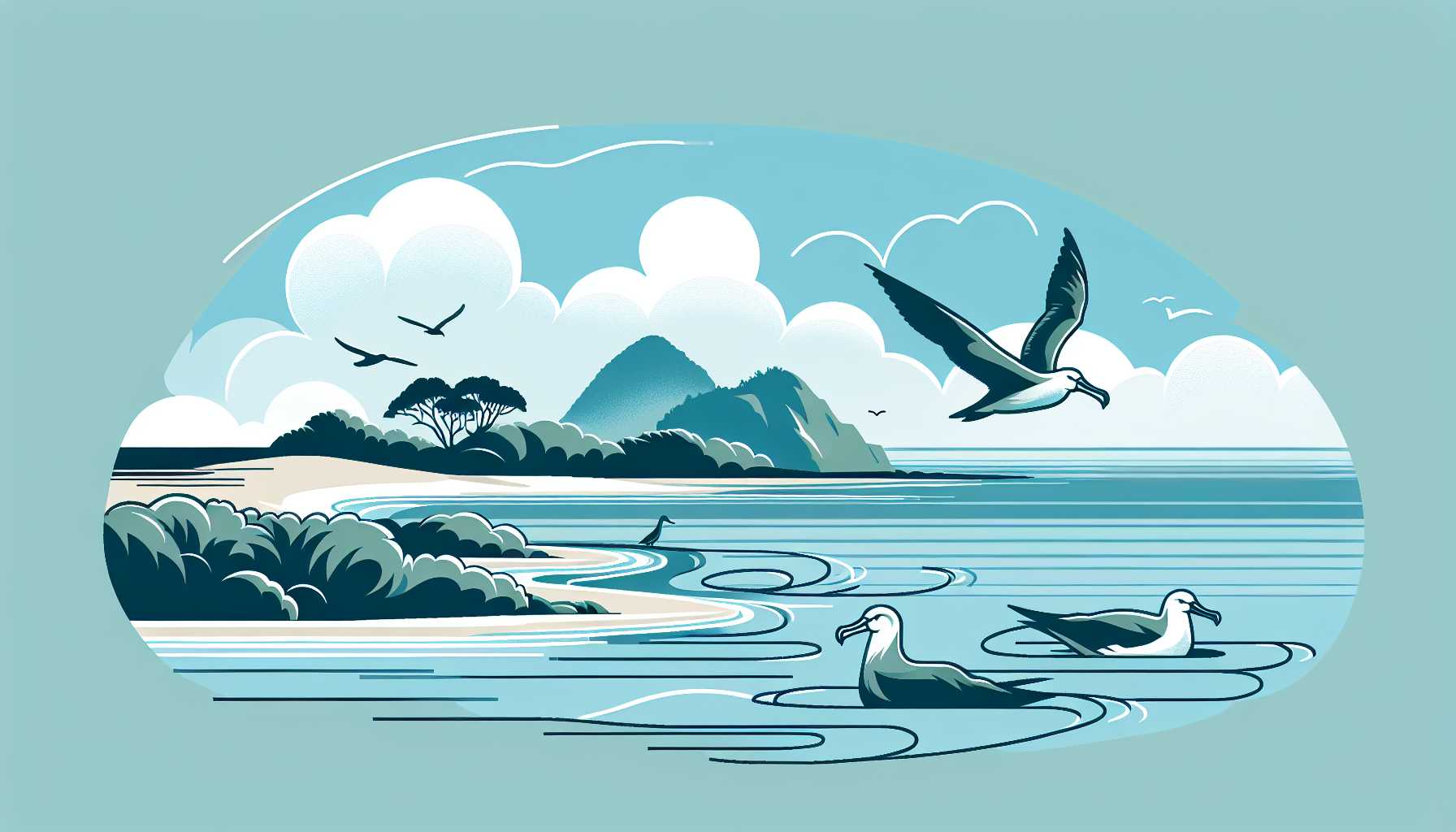 Illustration of seabirds in flight