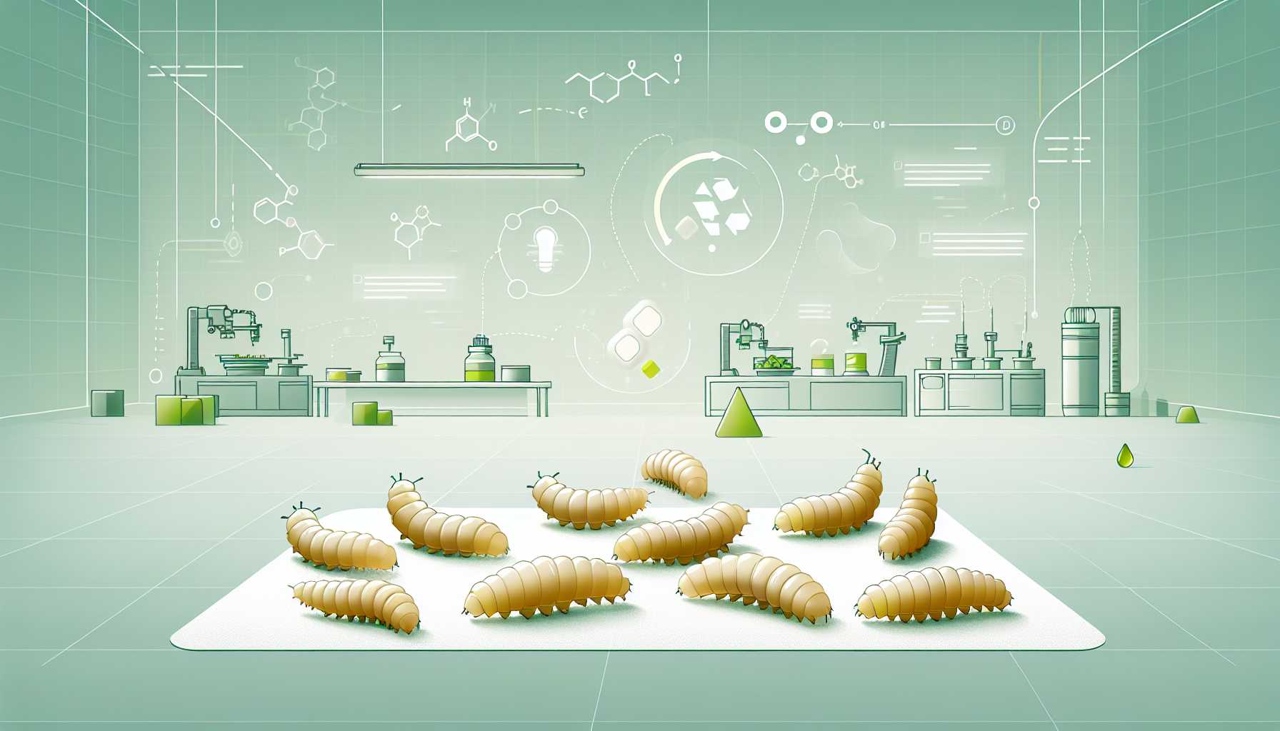 Illustration of waxworms eating plastic