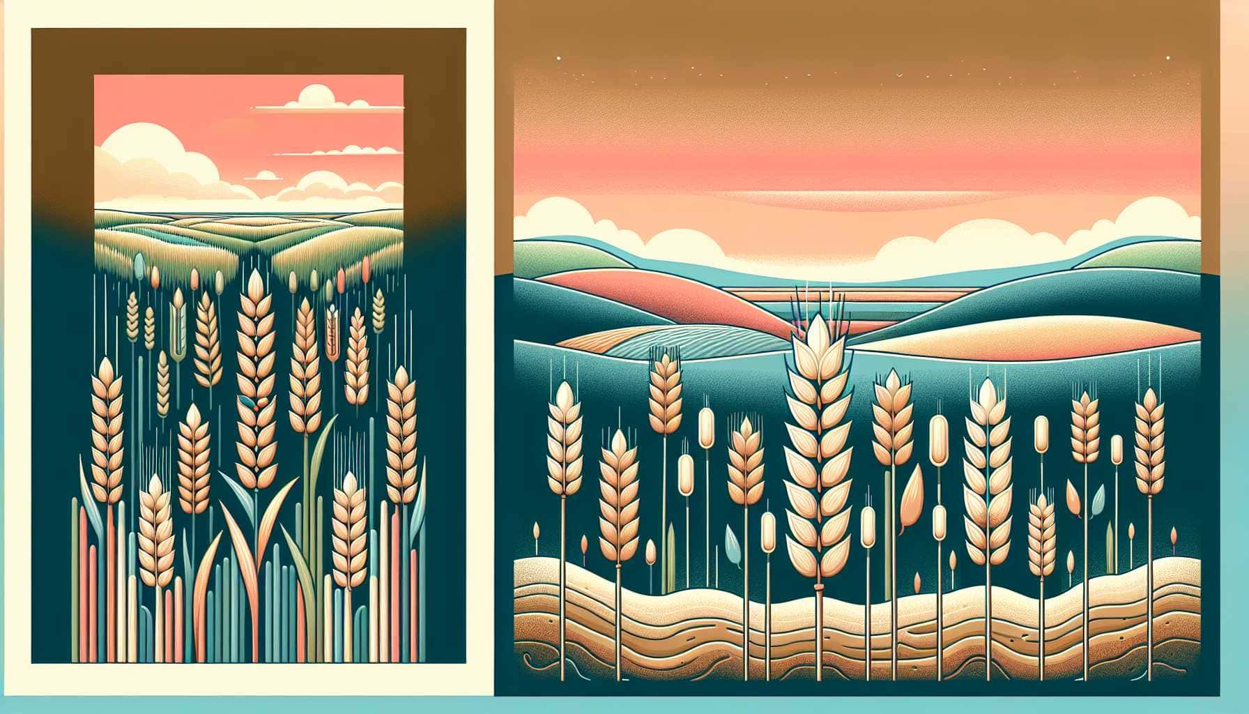 Illustration of wheat field and soil fungus