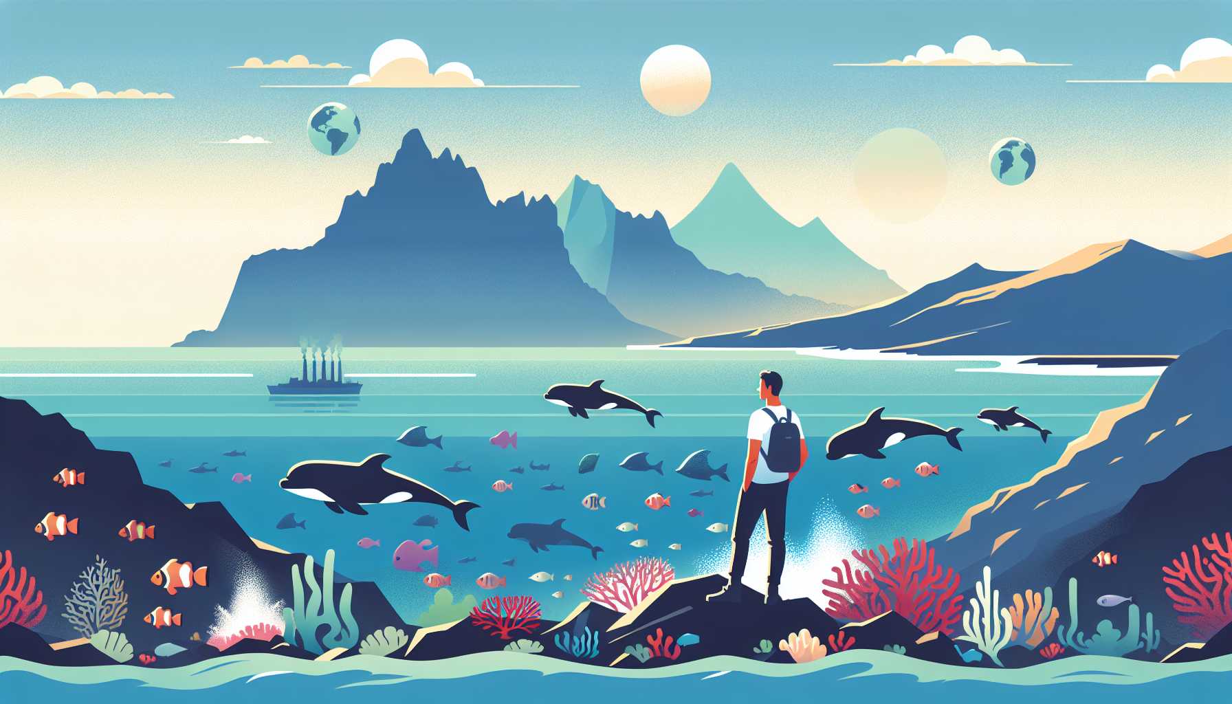 Illustration of Carlos Mallo Molina on coastline