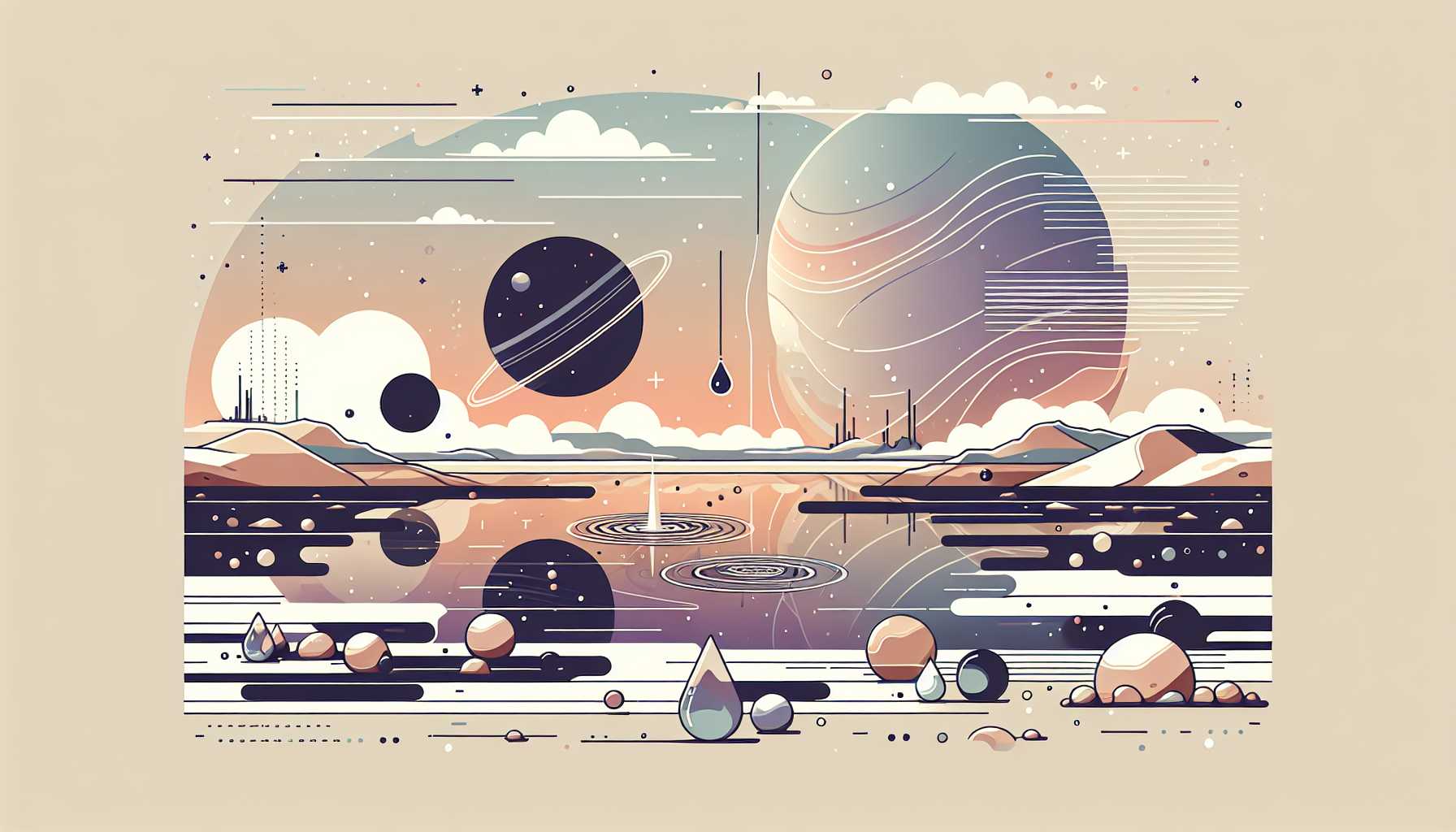 Illustration of mystical hydrocarbon lakes