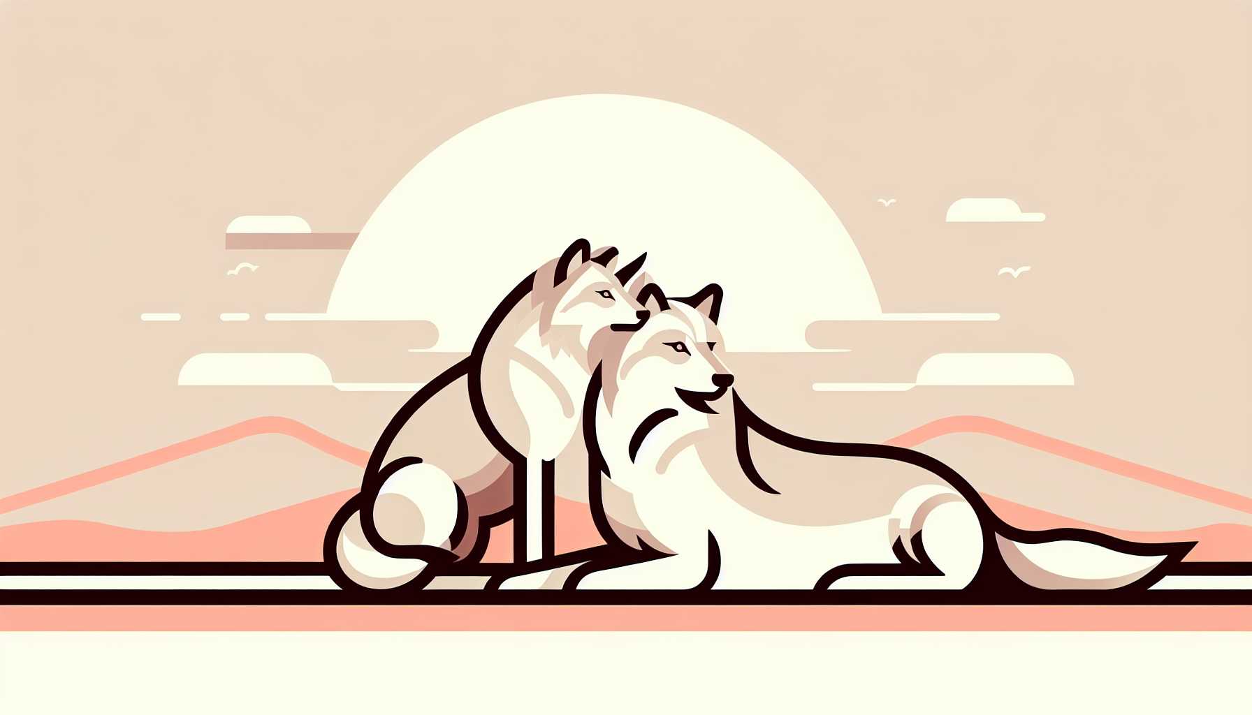 Illustration of two wolves