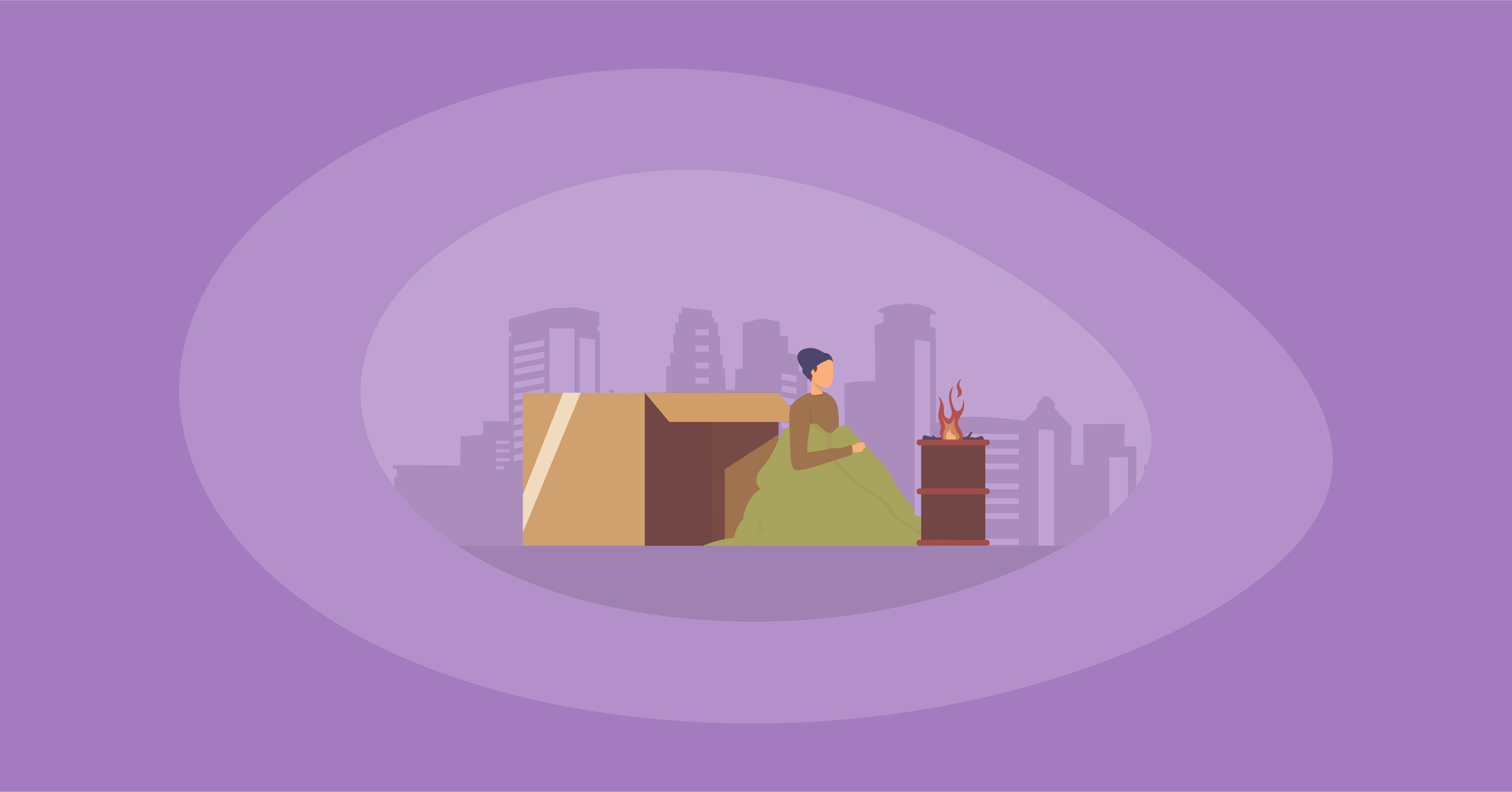 Attempted illustration of a homeless person