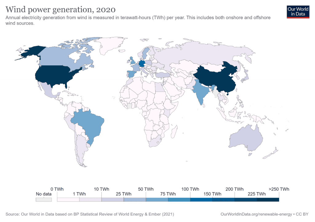 Illustration of wind global wind power generation