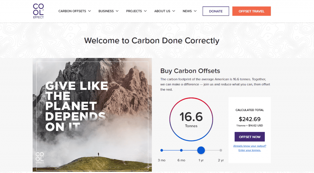 Screenshot of the Cool Effect front page