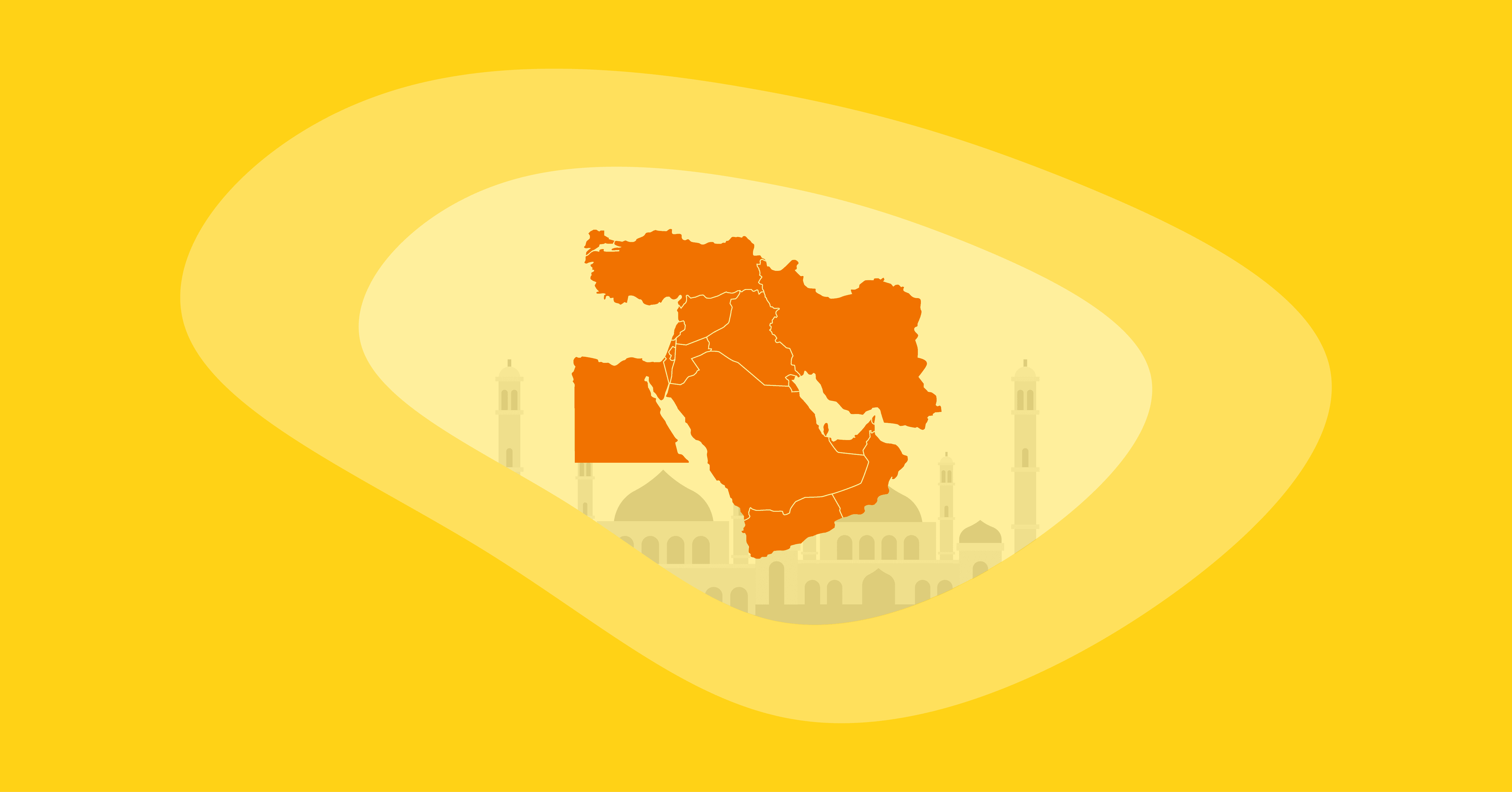 Illustration of a map with countries from the Middle East