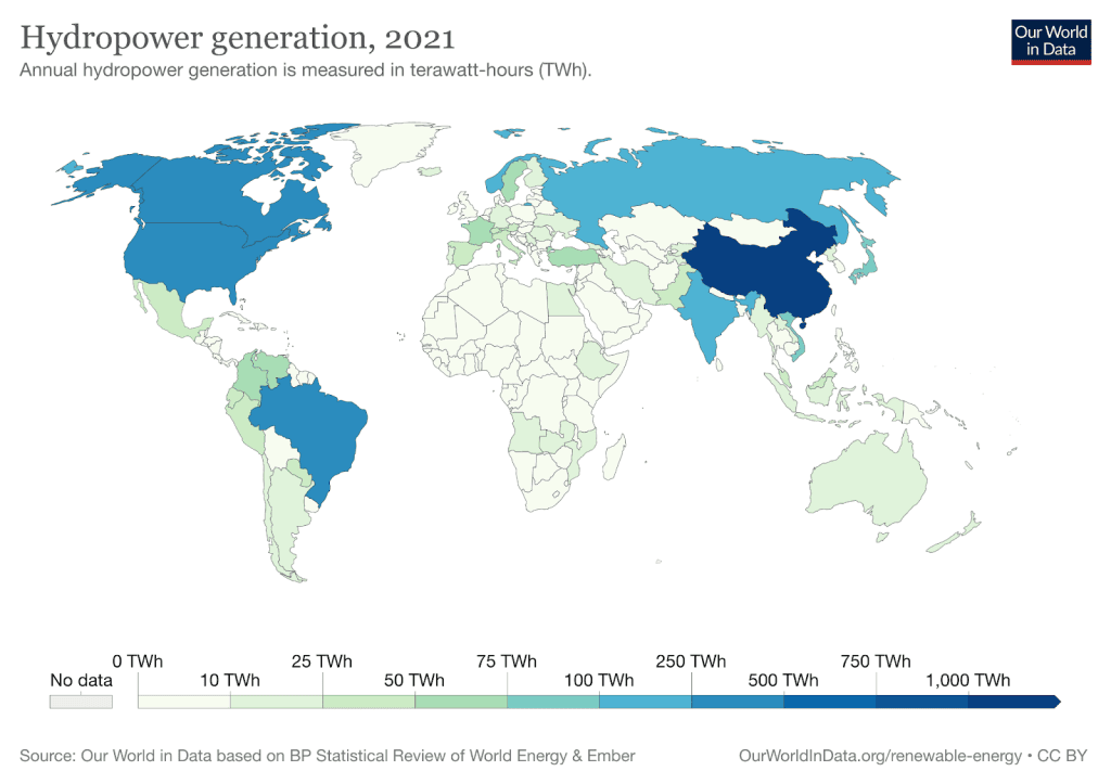 Illustration of hydropower generation, 2021