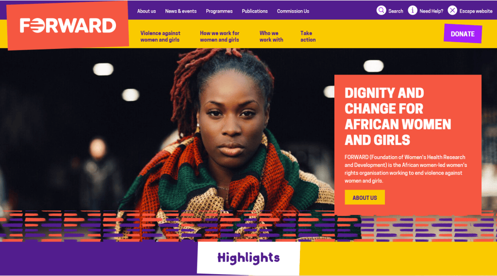 Screenshot of the ForwardUK front page