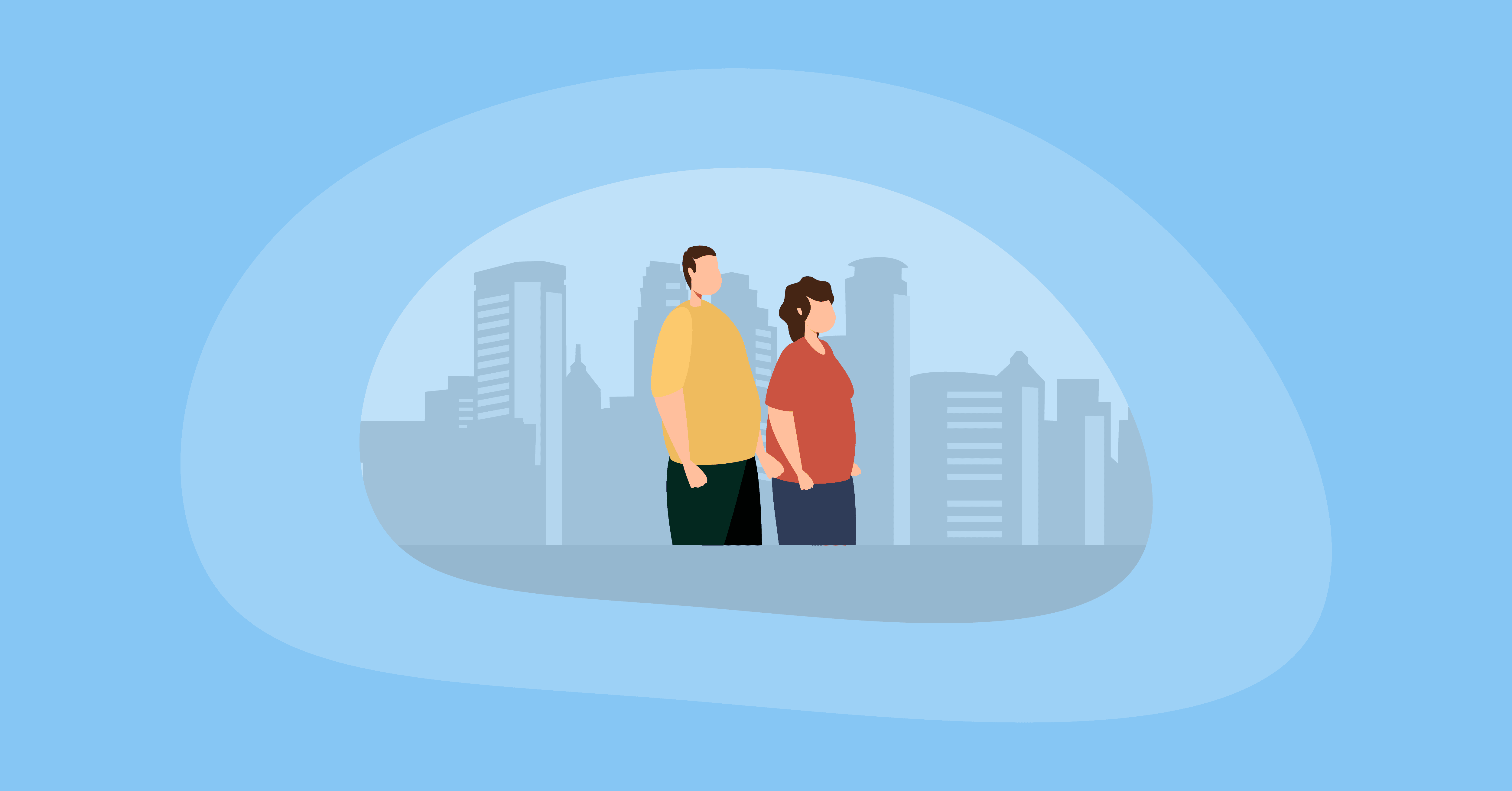 Illustration of two obese people