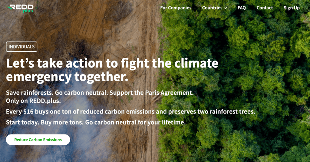 Screenshot of the REDD.plus front page