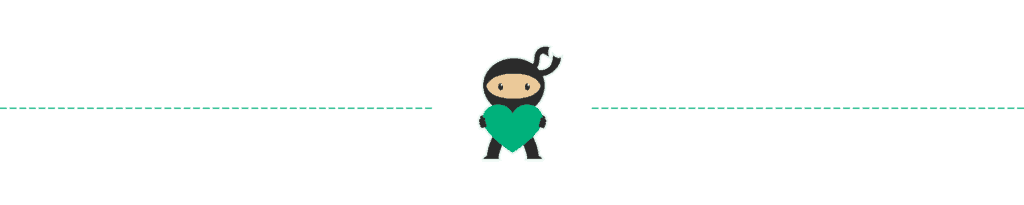 Illustration of a ninja holding a big green heart