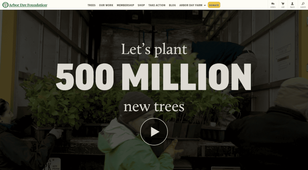 Screenshot of the Arbor Day front page